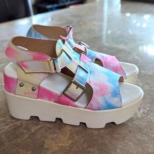 Tie Dye Platform Sandal